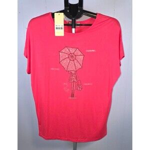 Julia Rhinestone Shirt Pink Small/Medium S/M New With Tags Girl Umbrella